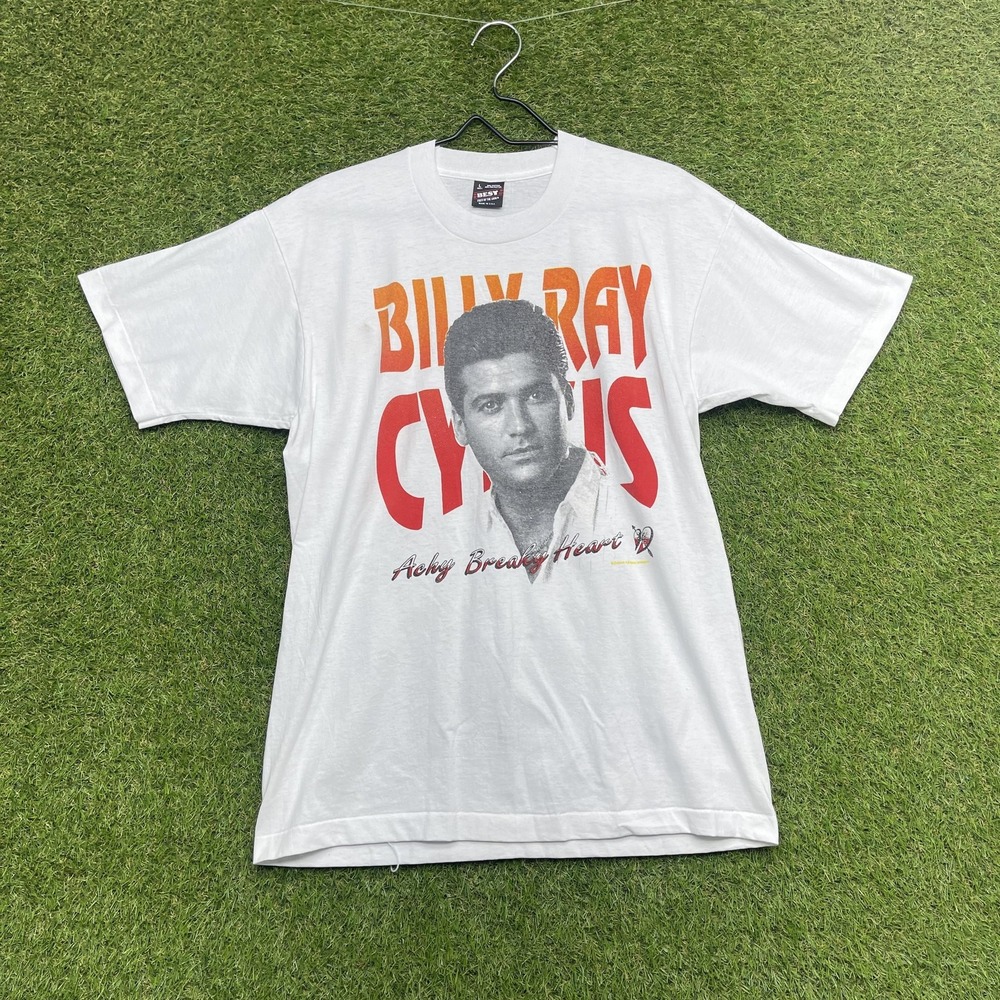 Vintage Billy Ray Cyrus Shirt Mens Large White Achy Breaky Heart Country 90s Tee